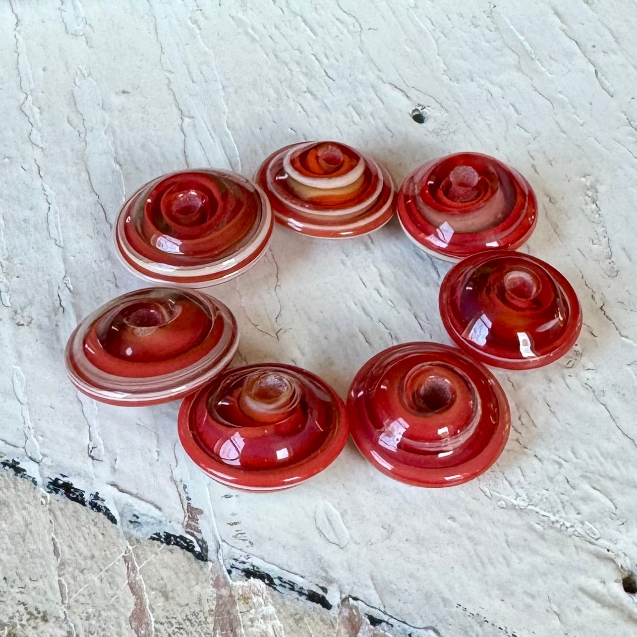 CHUNKY DISCS - Shiny Red and Cream