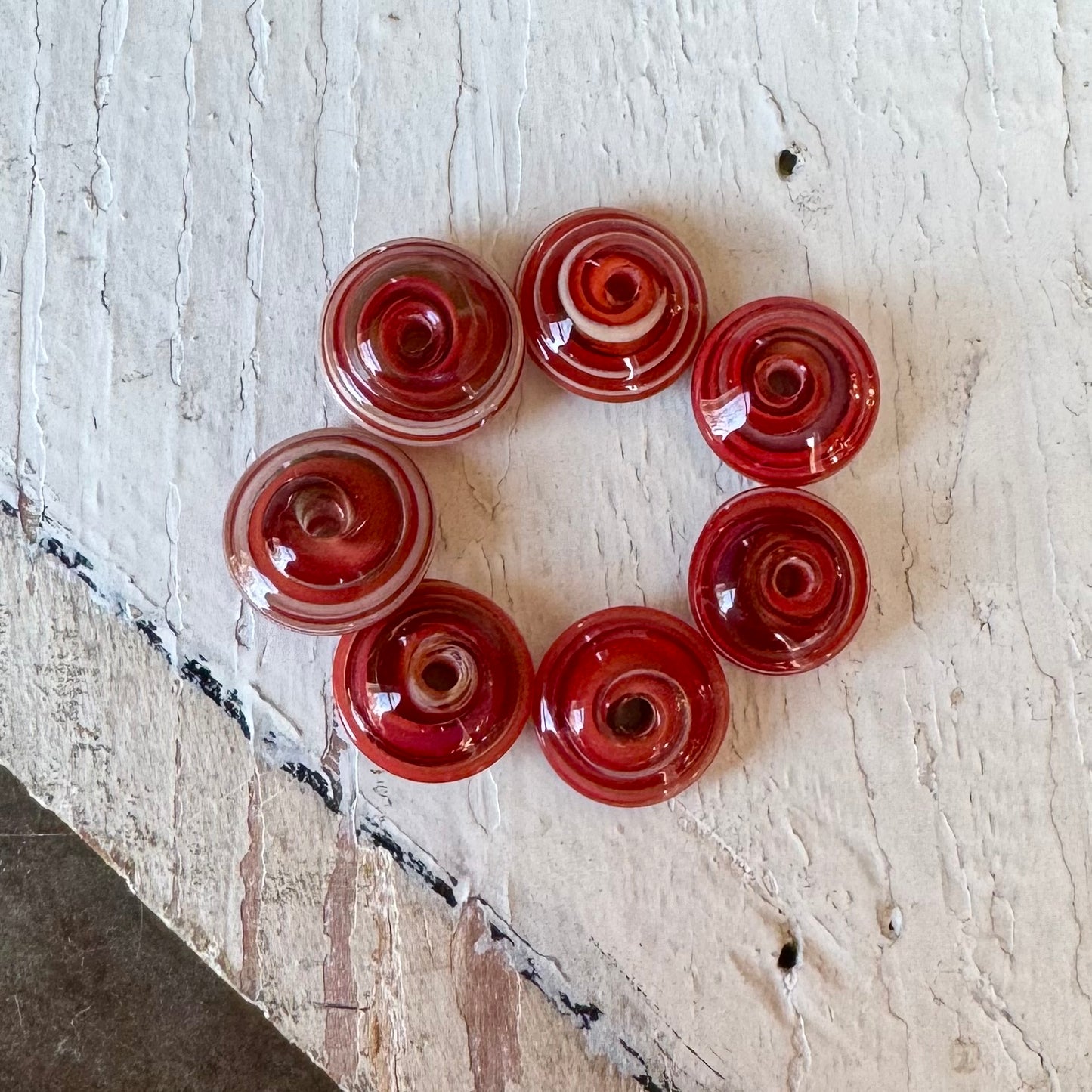 CHUNKY DISCS - Shiny Red and Cream