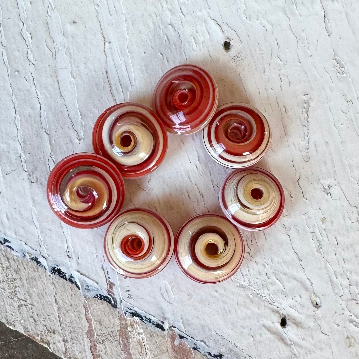 CHUNKY DISCS - Shiny Red and Cream