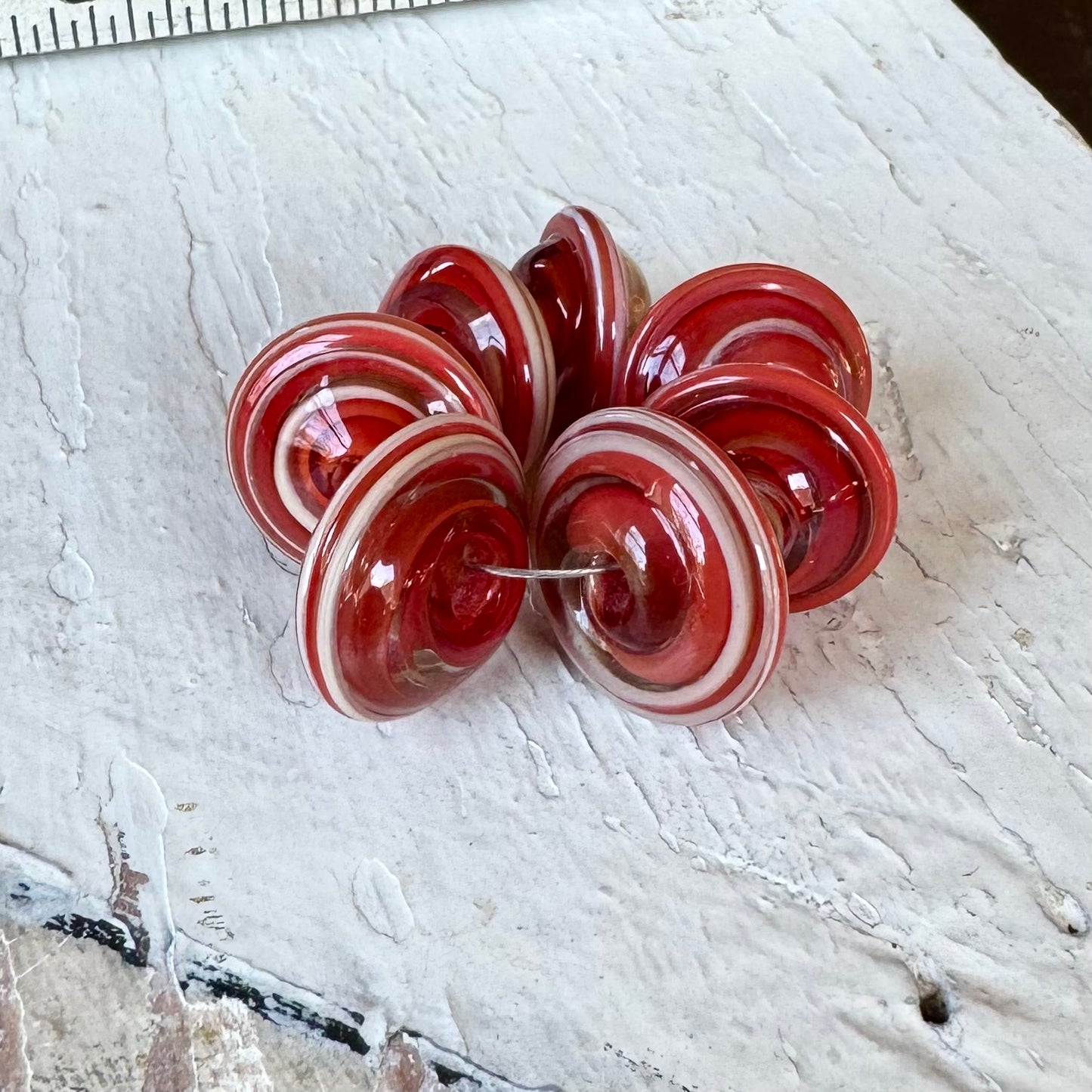 CHUNKY DISCS - Shiny Red and Cream
