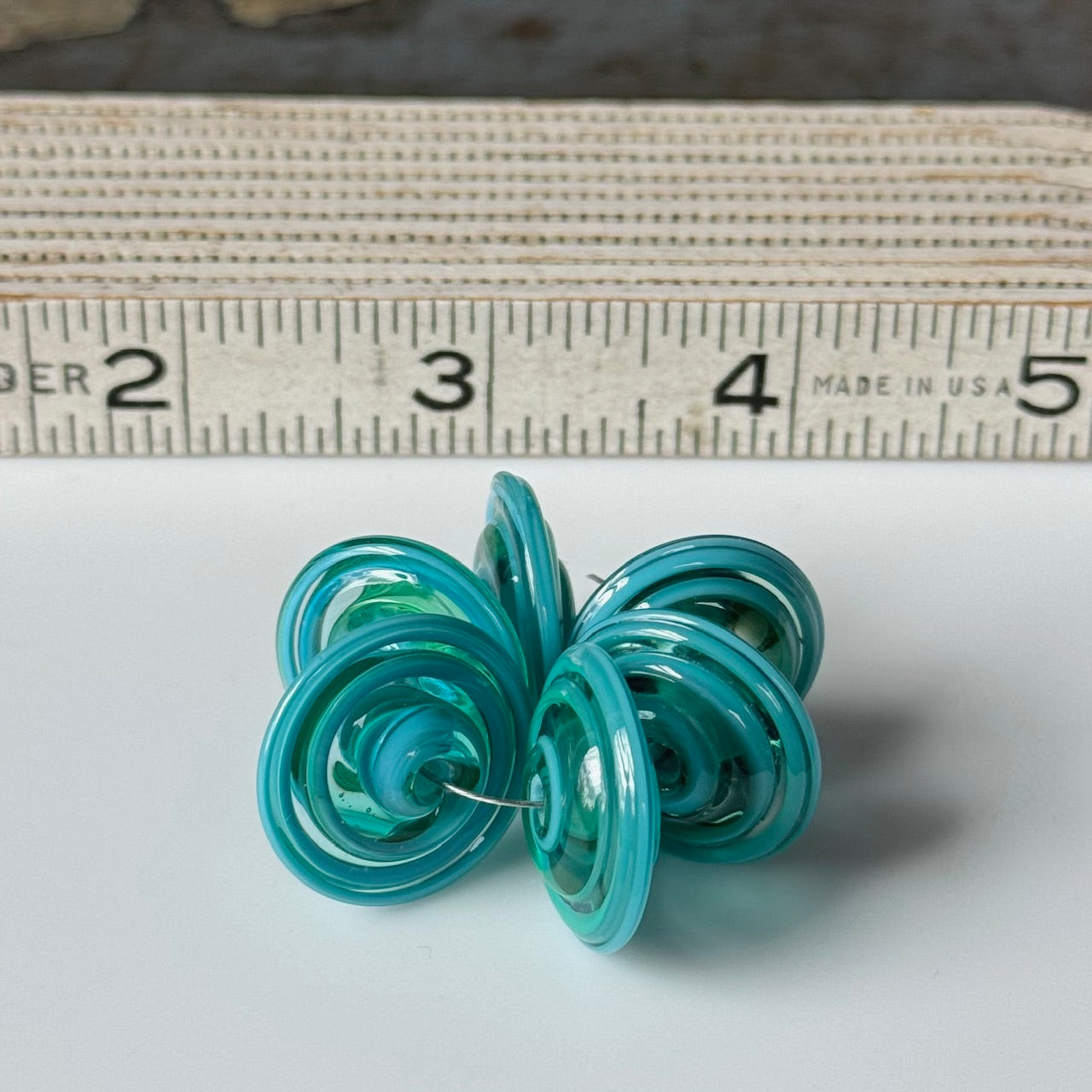 CHUNKY DISCS - Turquoise Spirals Larger