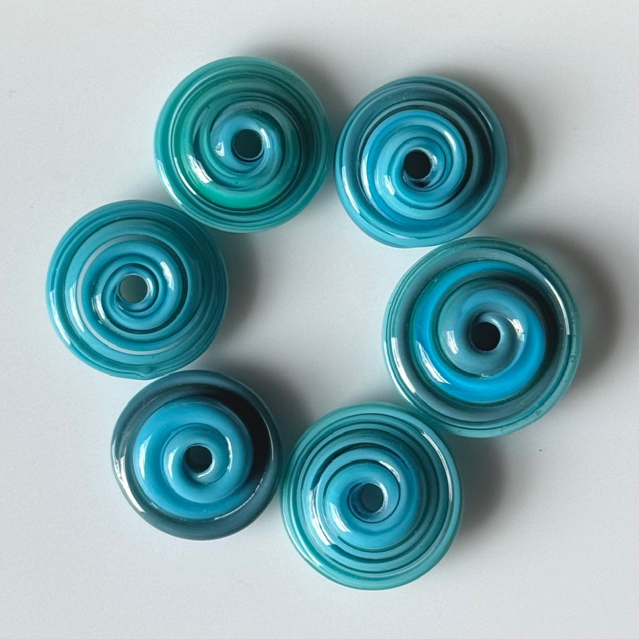 CHUNKY DISCS - Turquoise Spirals Smaller