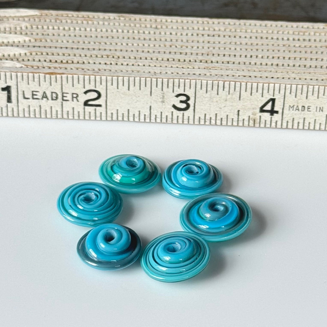 CHUNKY DISCS - Turquoise Spirals Smaller