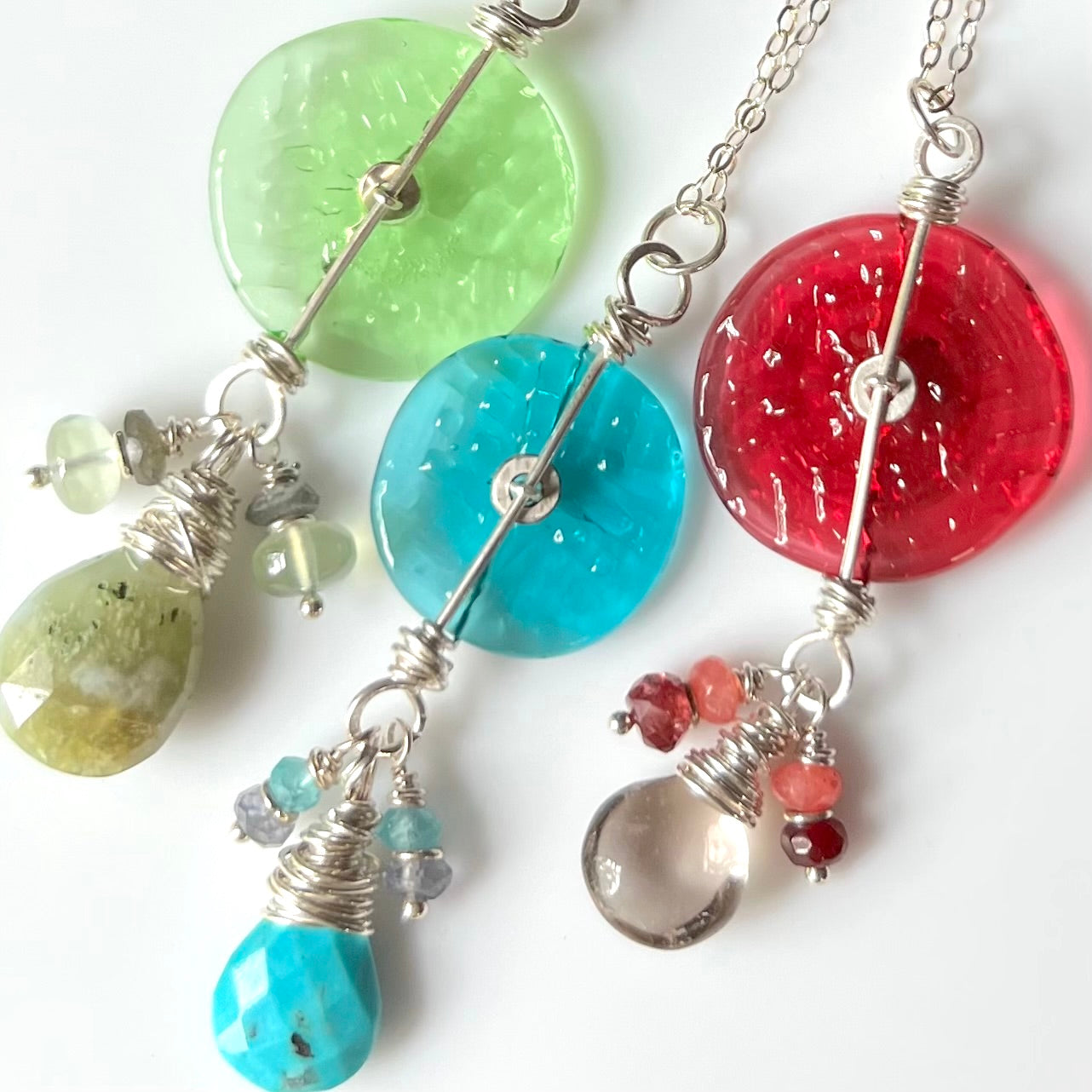 Art Glass and Gem Necklace