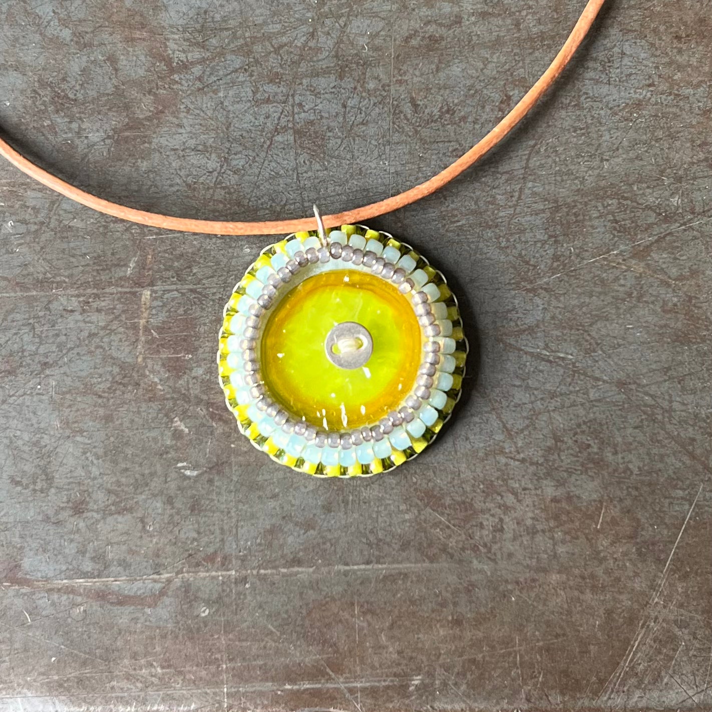 Bead Embroidered Solo - Neutral Greens