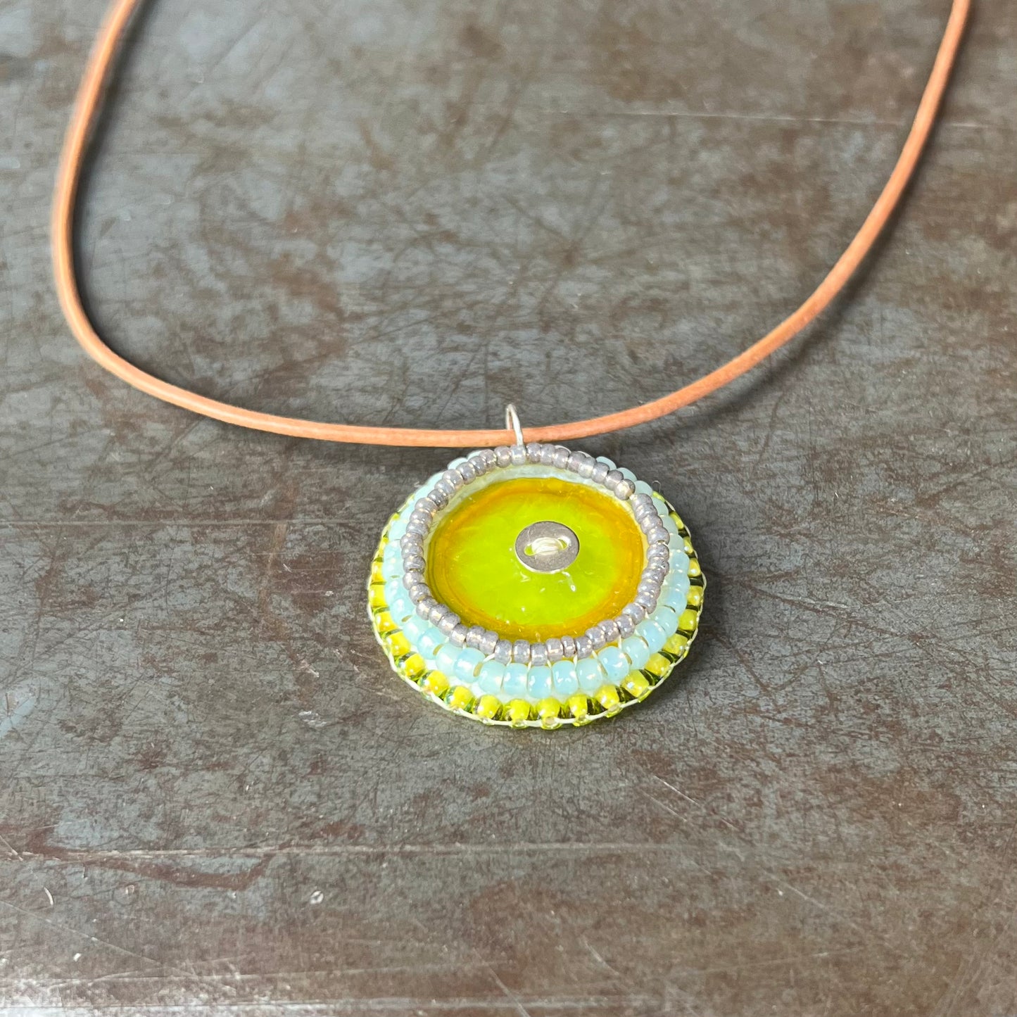 Bead Embroidered Solo - Neutral Greens