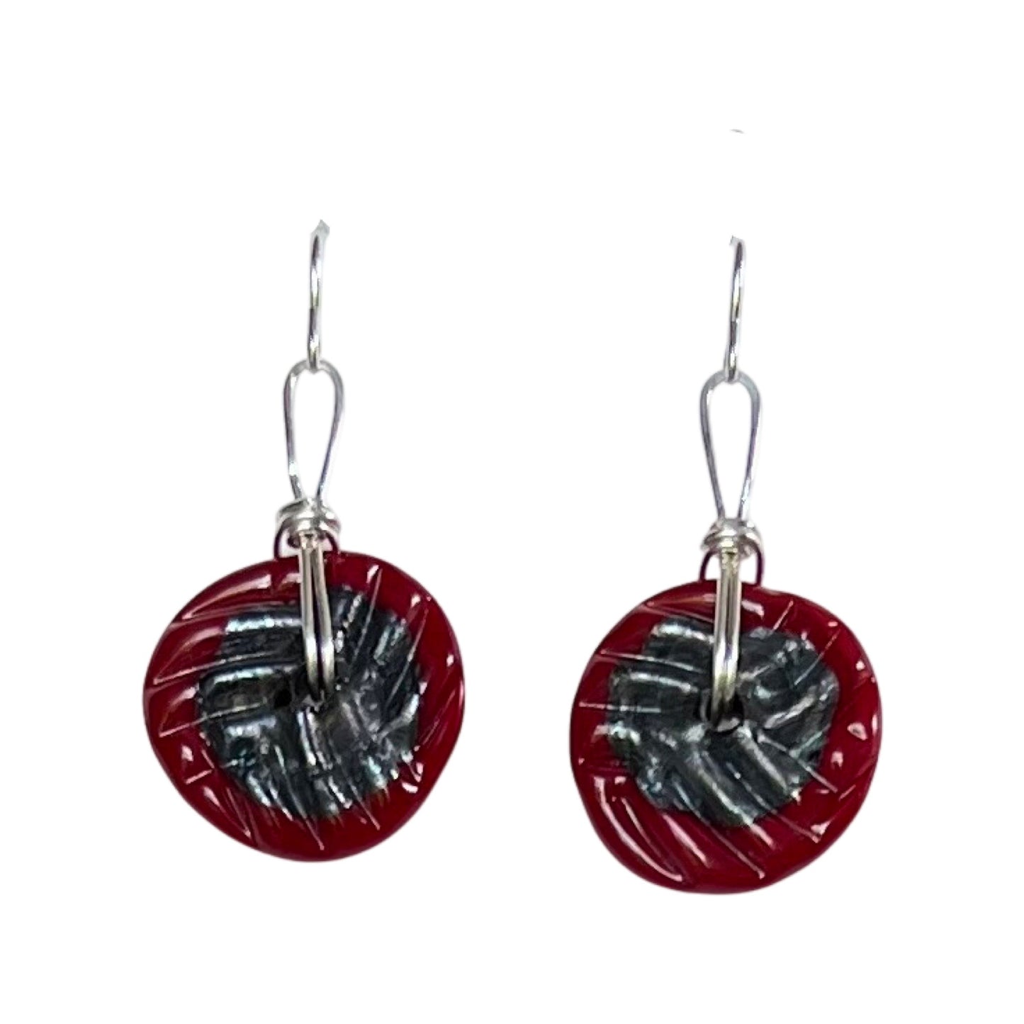 Art Glass Puffy Discs - Cherry Red