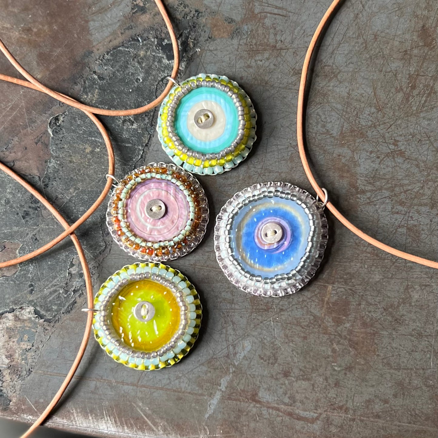 Bead Embroidered Solo - Neutral Greens