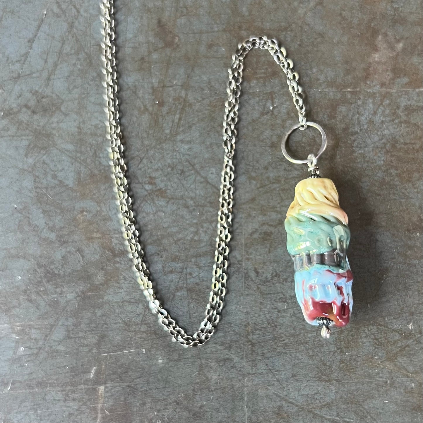 Textured Bead Pendant Necklace