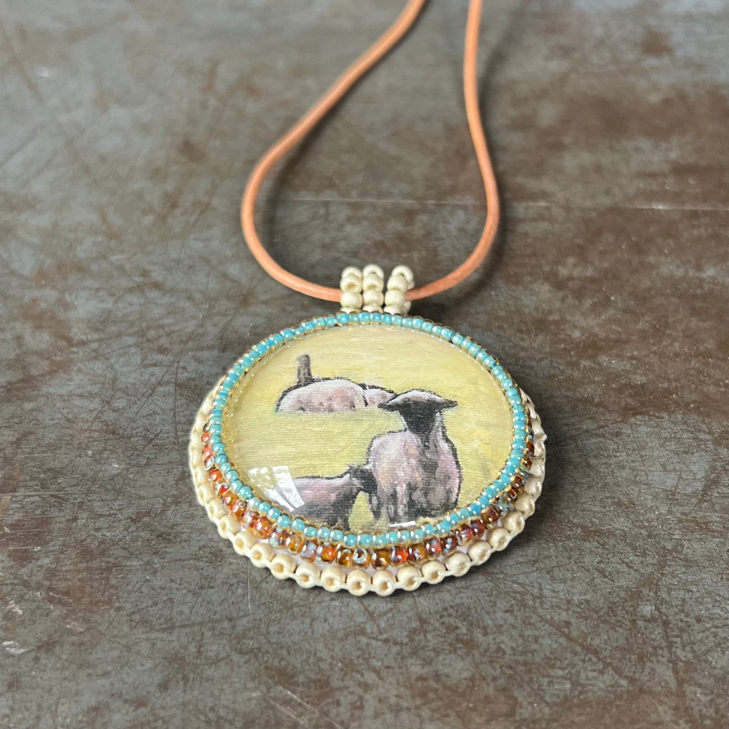 Bead Embroidered Solo - Sheep