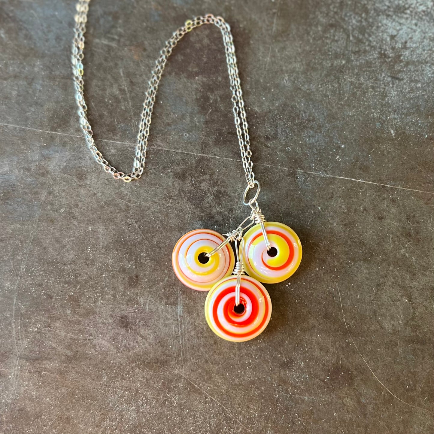 Art Glass Cluster Trio - Pink and Orange
