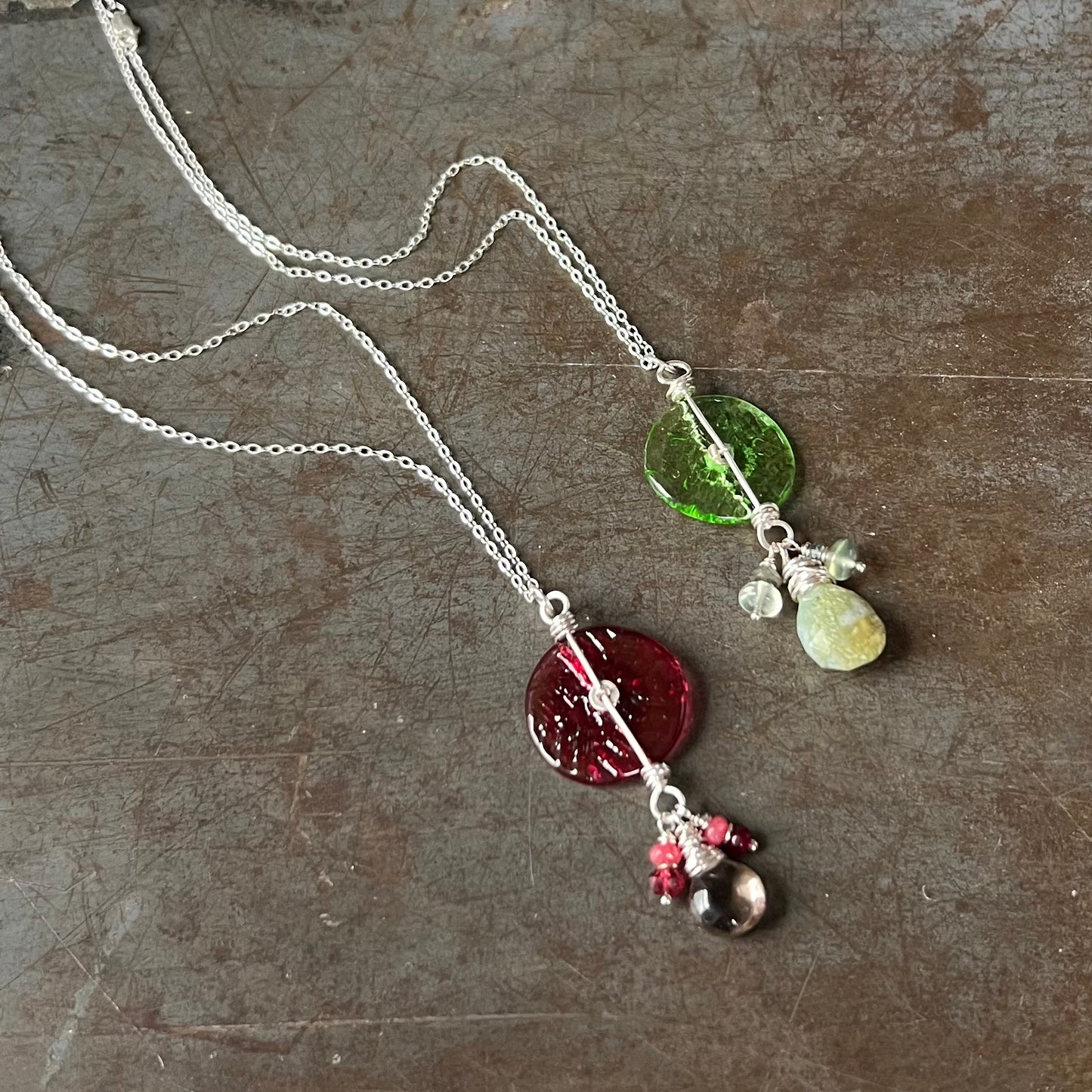 Art Glass and Gem Necklace