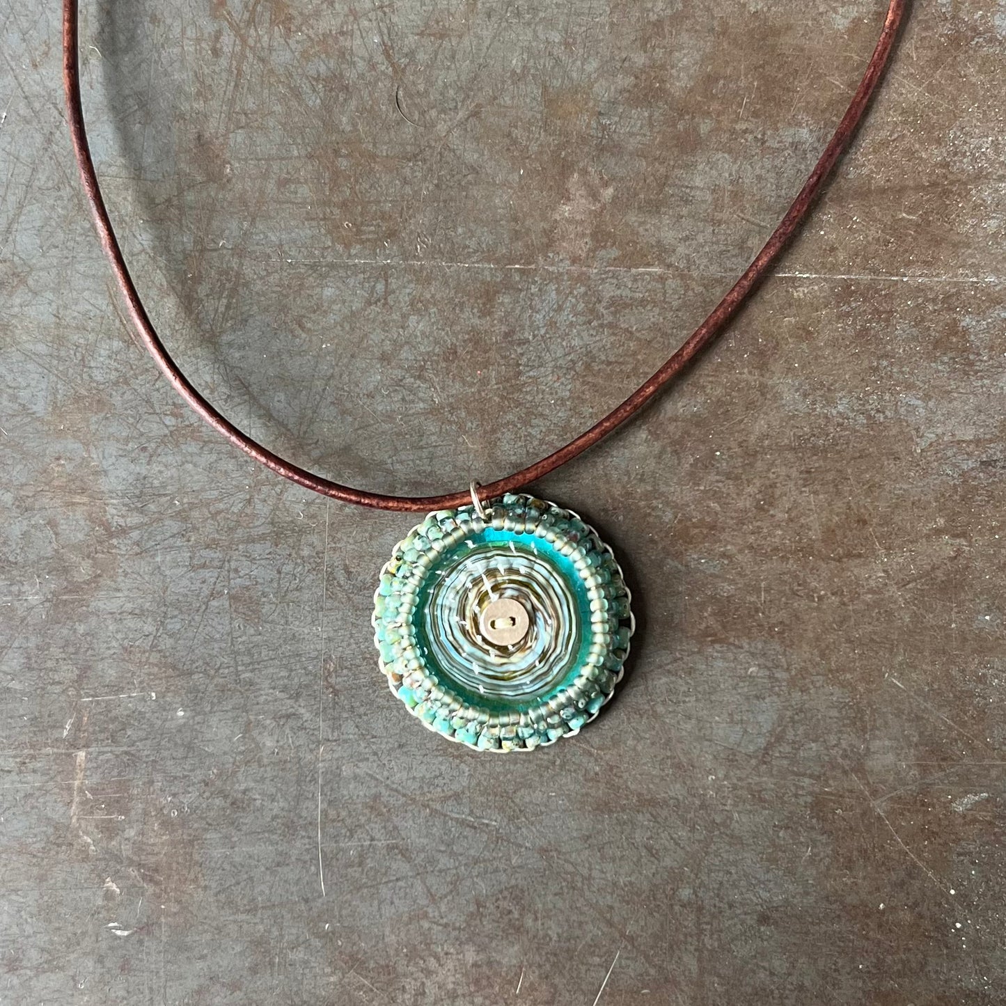 Bead Embroidered Solo - Earthy Blue
