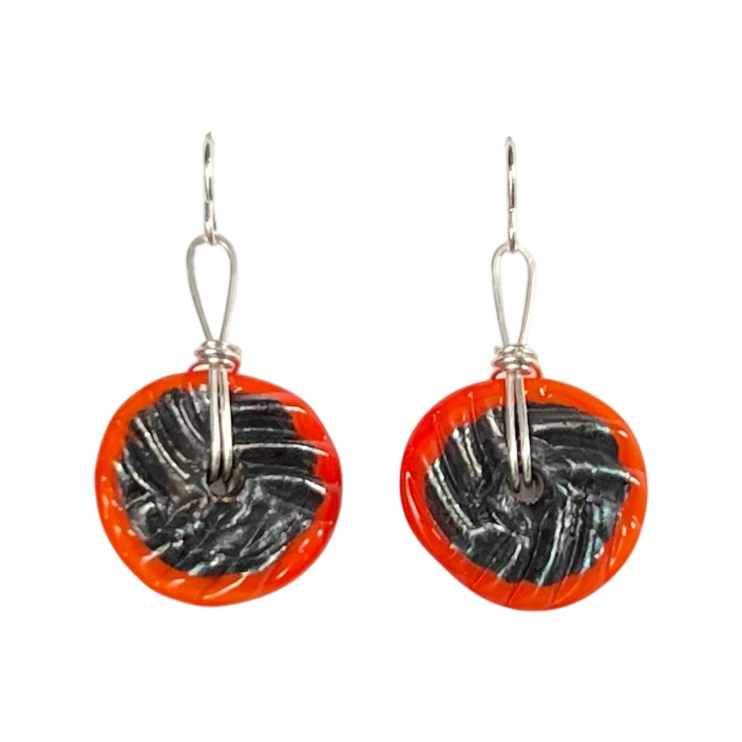 Art Glass Puffy Discs - Orange