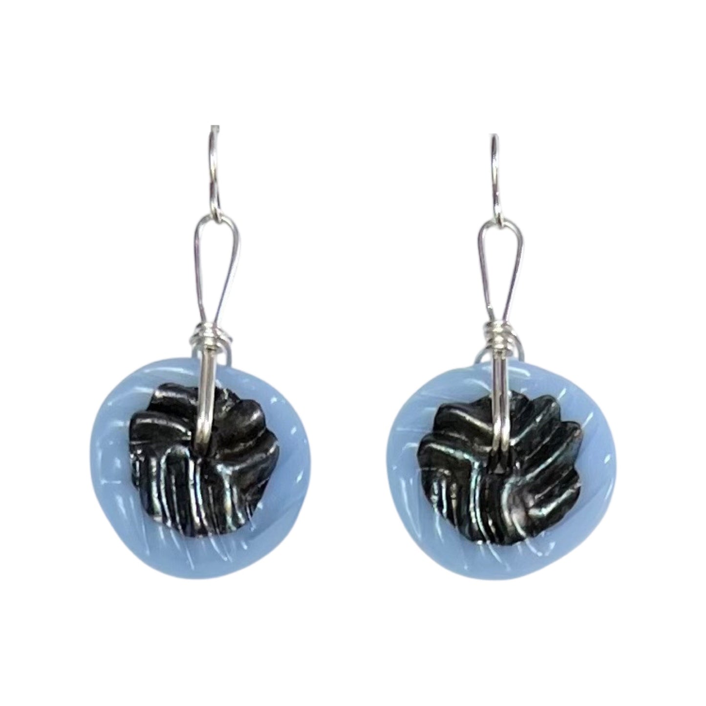 Art Glass Puffy Discs - Milky Periwinkle