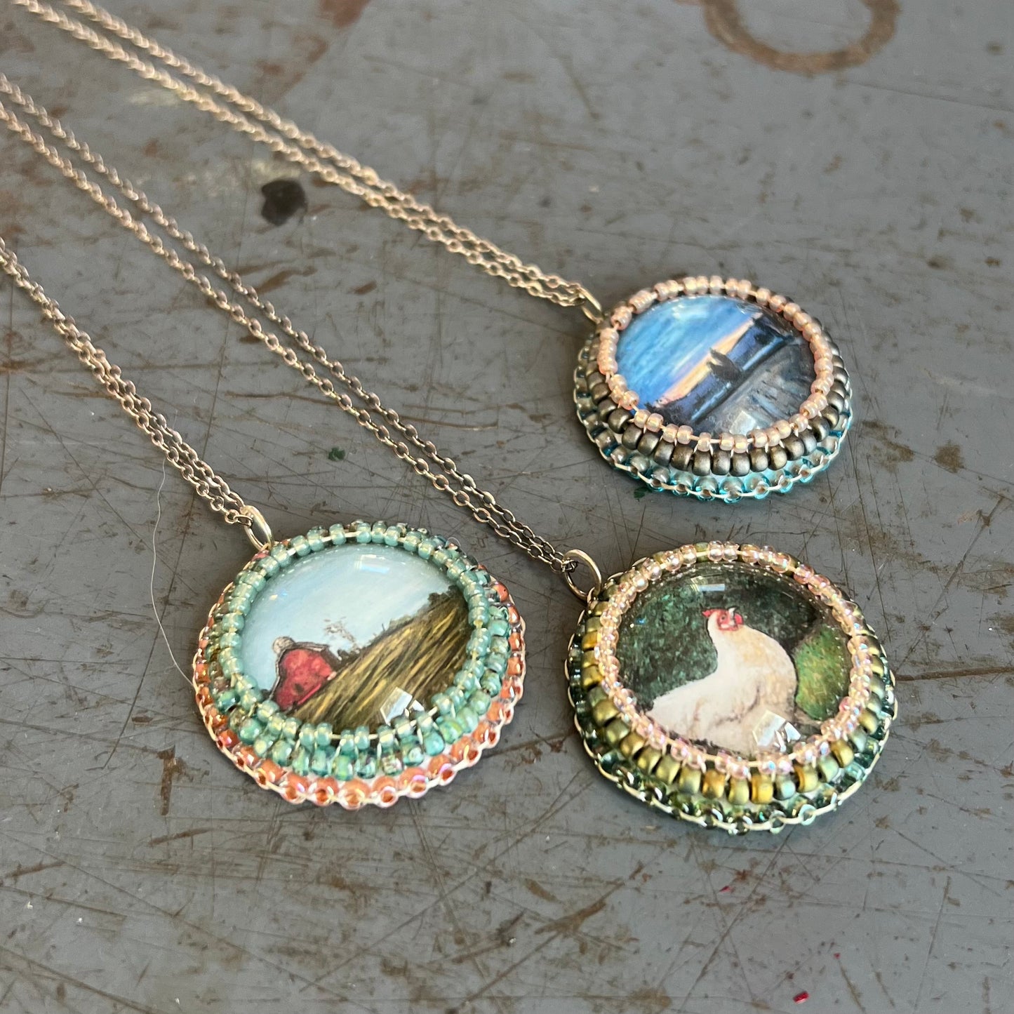 Embroidered Print Necklace