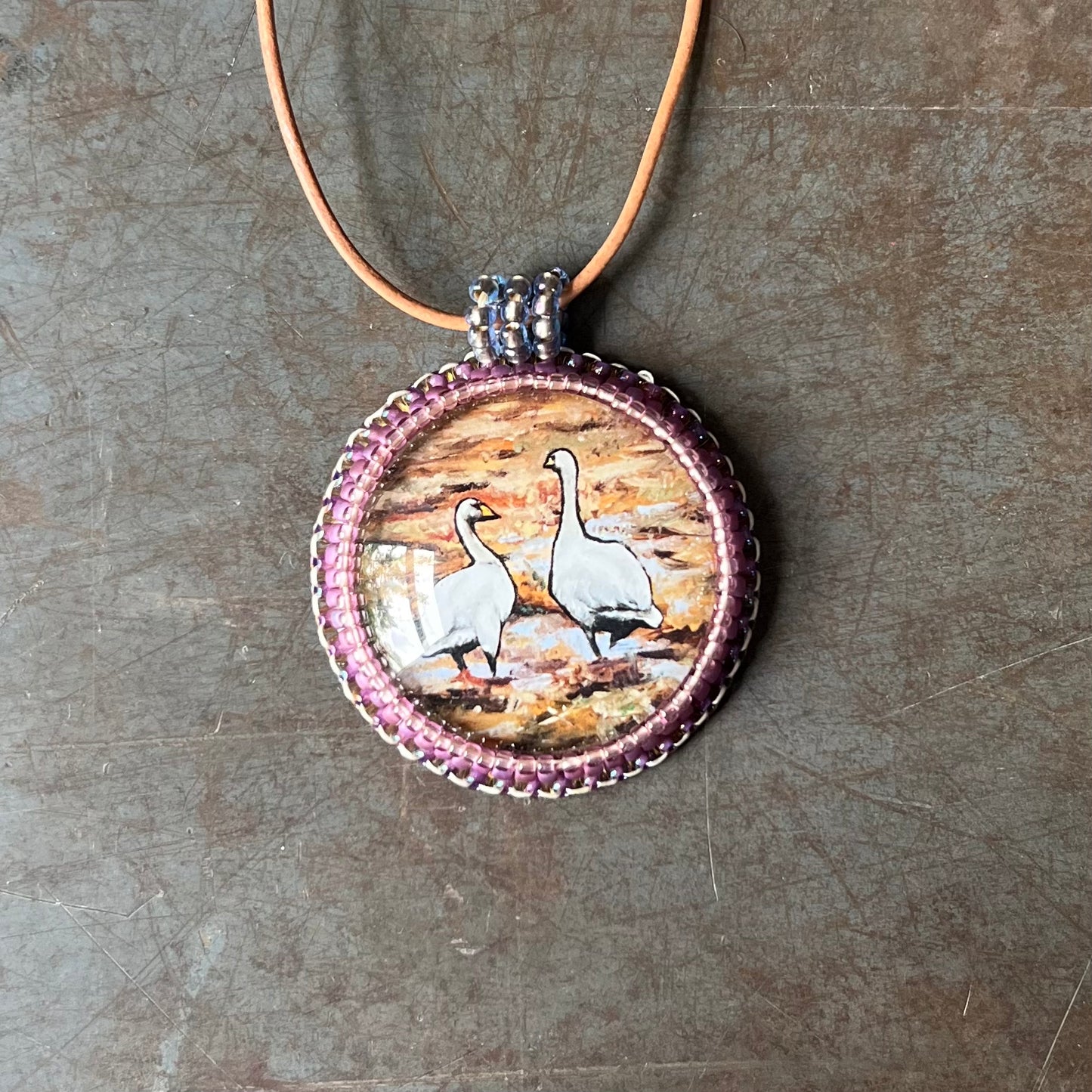 Bead Embroidered Solo - Hooper Swans