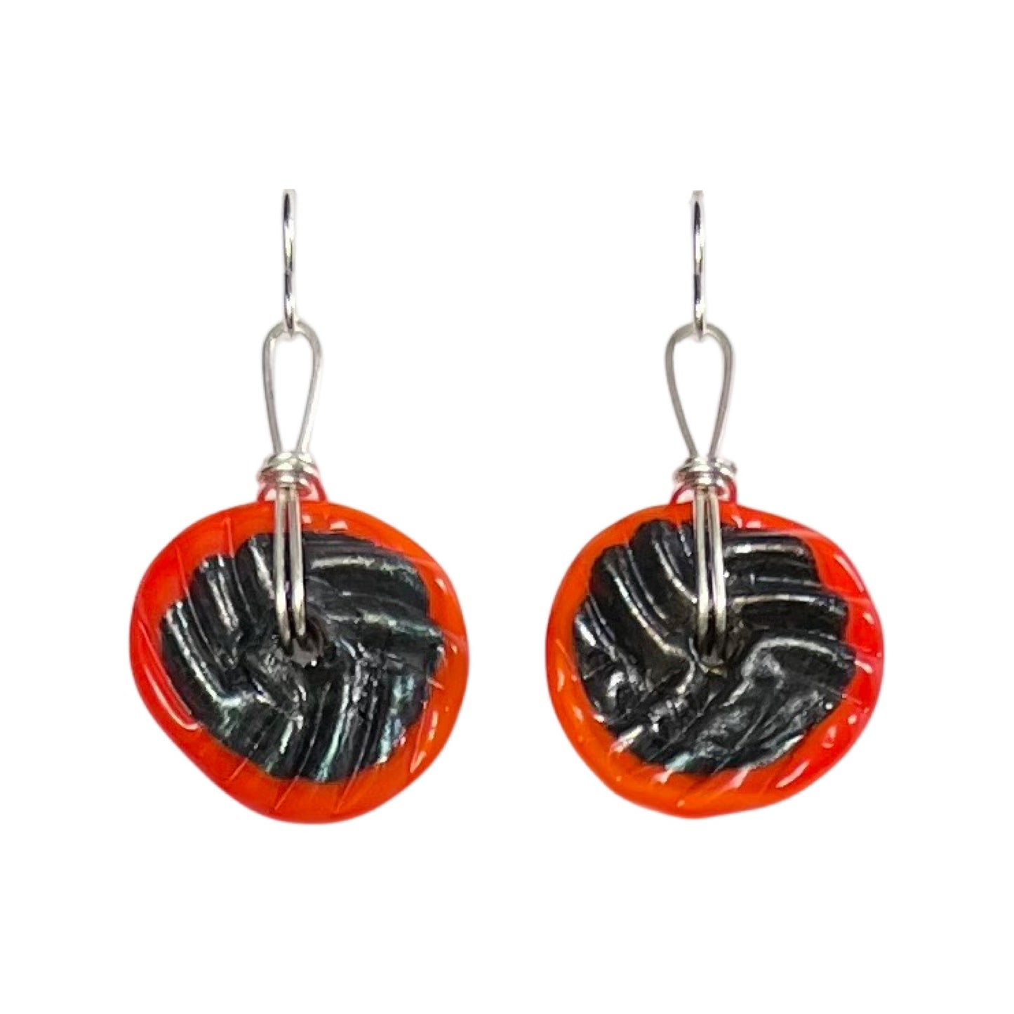 Art Glass Puffy Discs - Orange