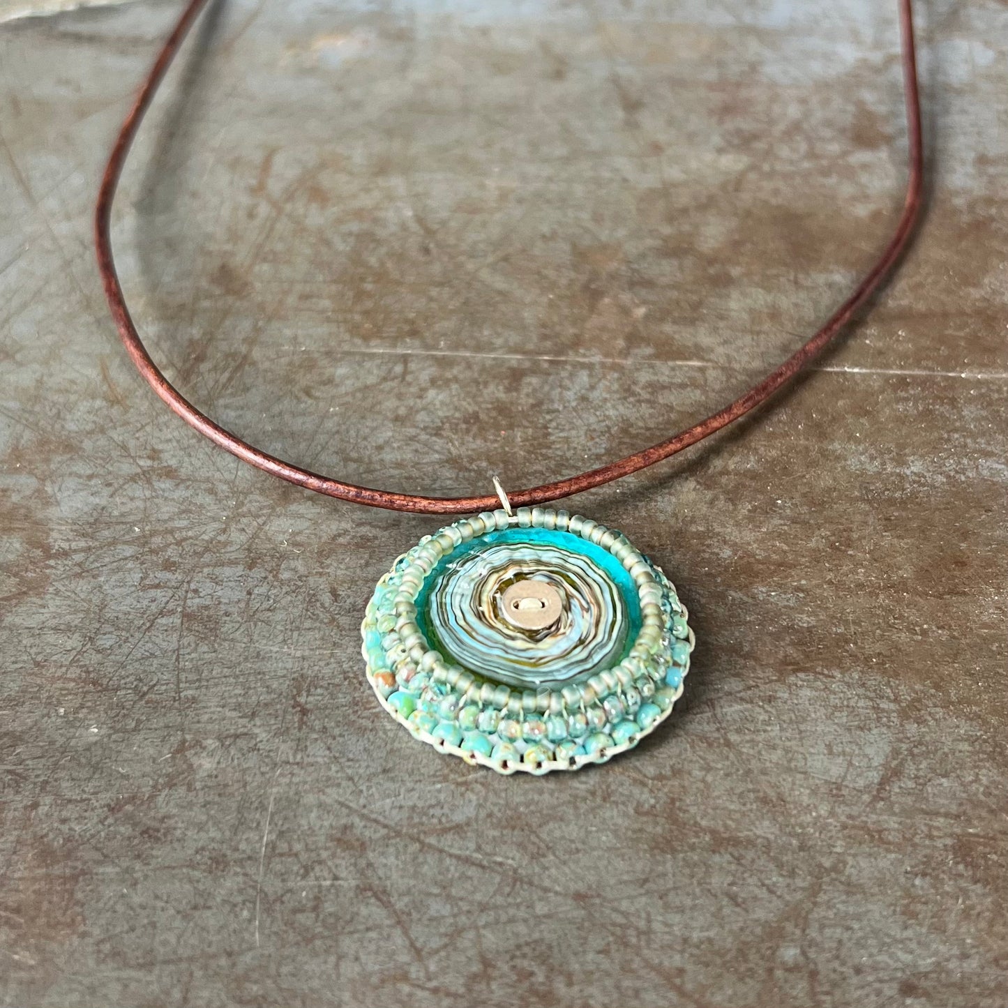 Bead Embroidered Solo - Earthy Blue