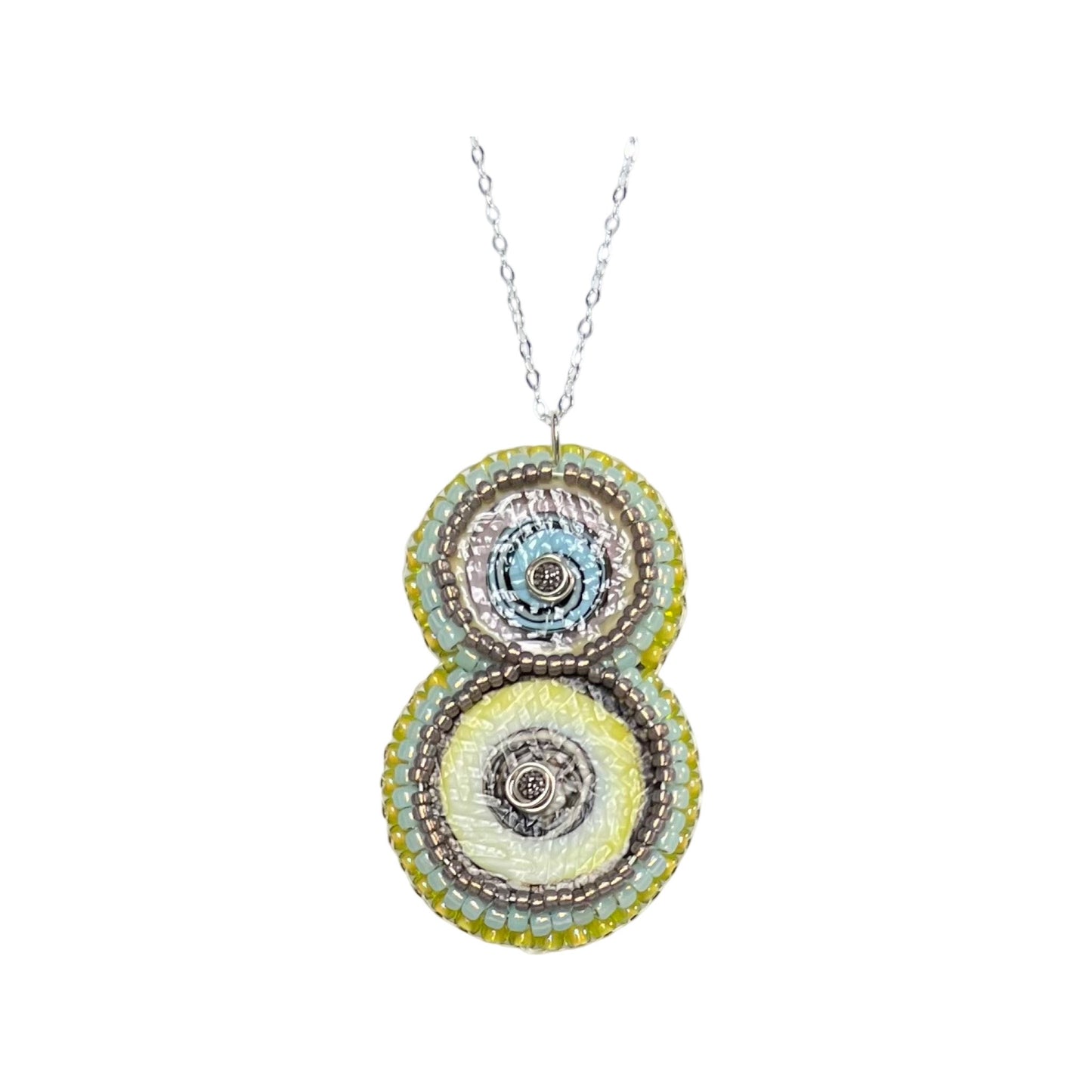 Bead Embroidered Solo - Blue and Cream