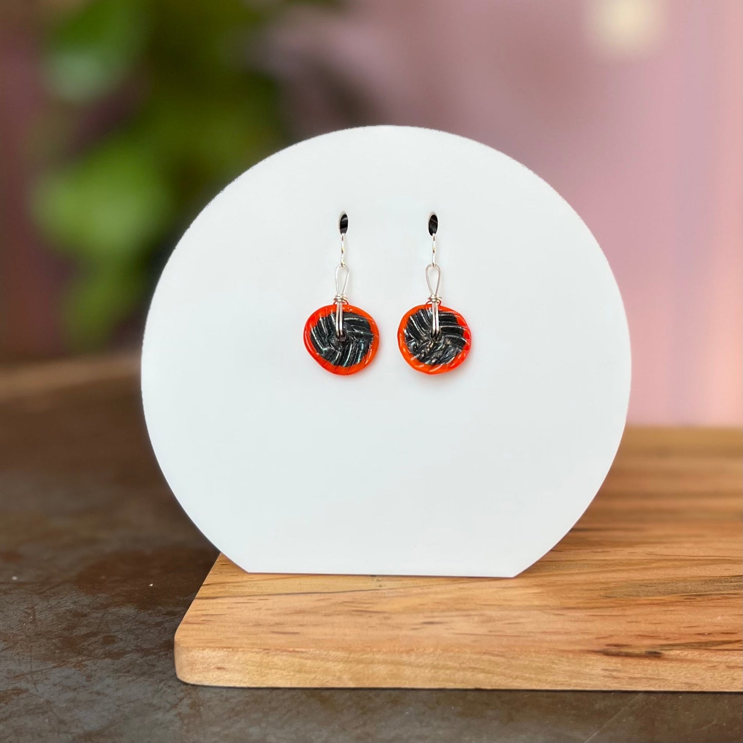 Art Glass Puffy Discs - Orange
