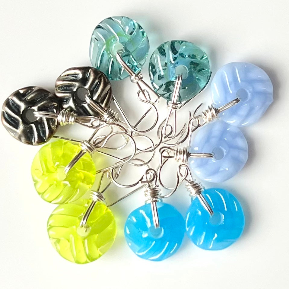 Art Glass Earrings - Mini Puffy Discs