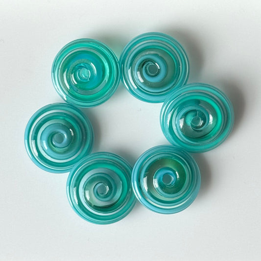 CHUNKY DISCS - Turquoise Spirals Larger