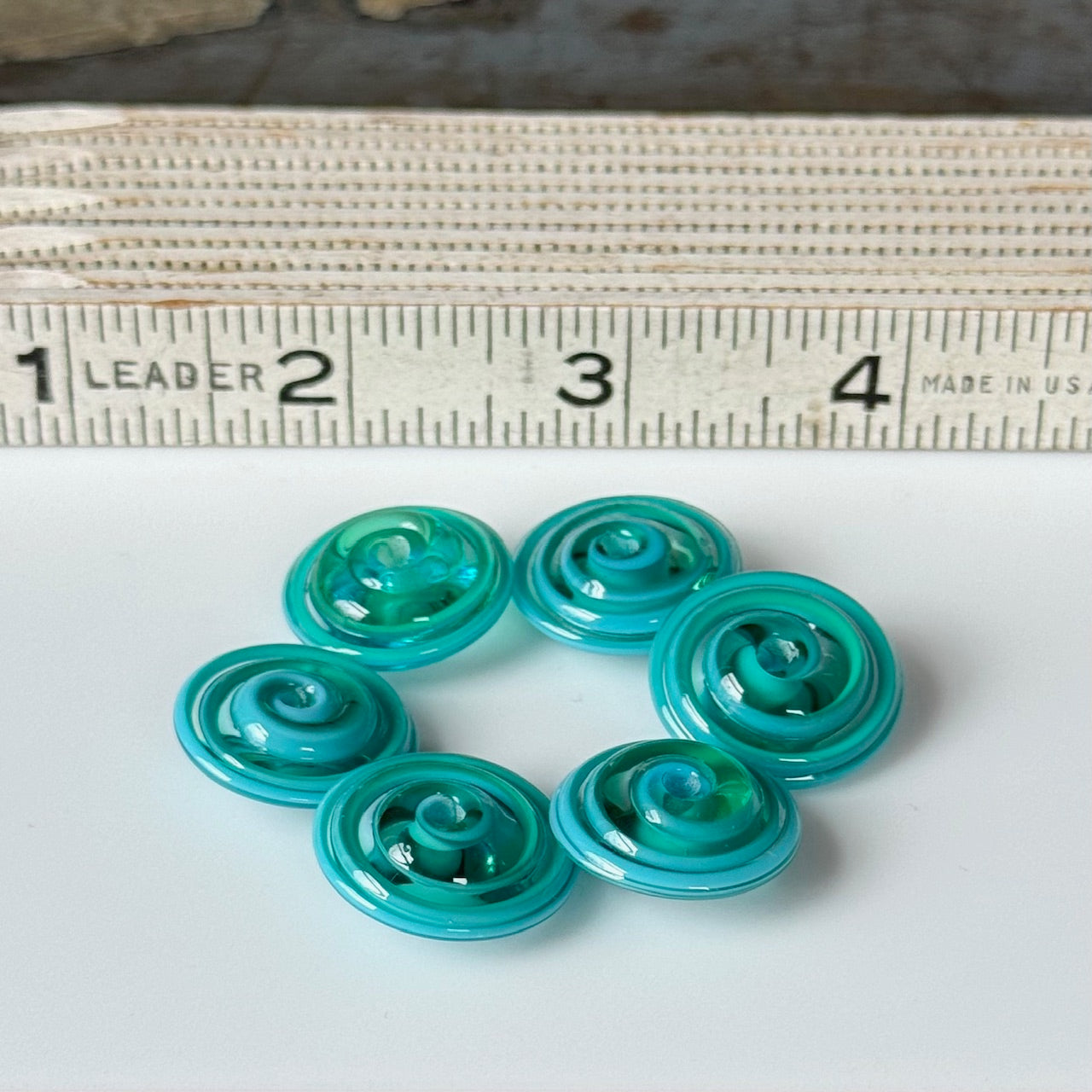 CHUNKY DISCS - Turquoise Spirals Larger