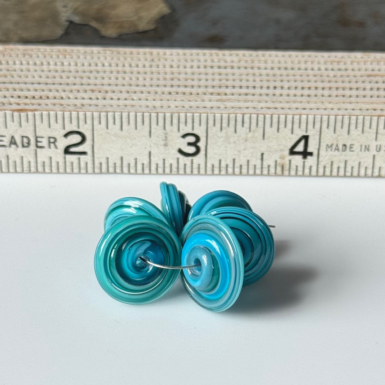CHUNKY DISCS - Turquoise Spirals Smaller