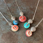 Art Glass Spiral and Silver Pendant Necklace