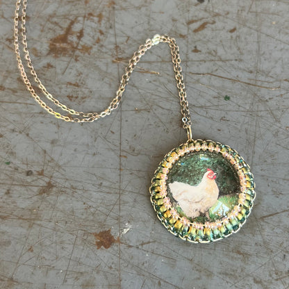 Embroidered Print Necklace