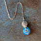 Art Glass Spiral and Silver Pendant Necklace