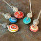 Art Glass Spiral and Silver Pendant Necklace