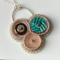 Bead Embroidered Solo - Teal and Peach Trio